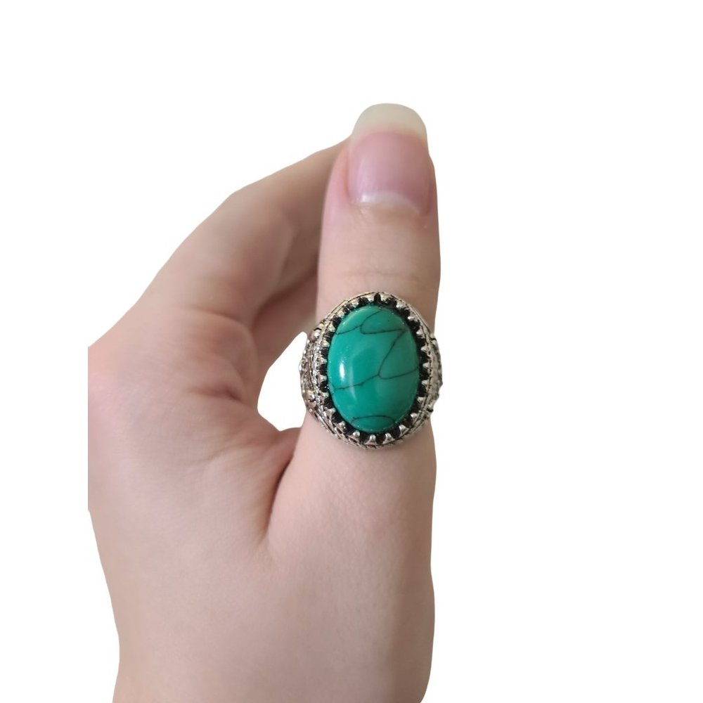 Turquoise Fake Stone Ring, Size 9 3/4, Unisex